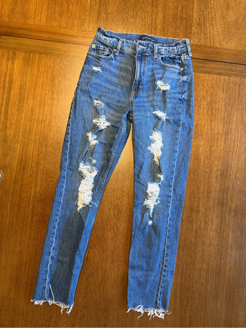 Aeropostale Jeans Lot 2 Size 2 Y2K Distressed Mom Jeans Baggy Ripped Denim